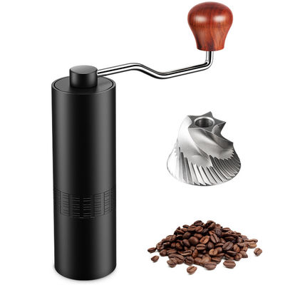 Penggiling Kopi Manual Penggiling Kopi Baja Tangan Kayu Datar Dapat Disesuaikan 28g 12 Pengaturan