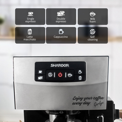 Mesin Kopi Tembakan Tunggal 6 in 1 Mesin Espresso Tembakan Ganda Multifungsi 15 Bar