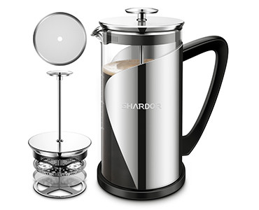 Bebas BPA 34oz French Press 4 Lapisan Filter Baja Tahan Karat 1000ML