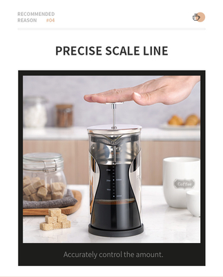 Bebas BPA 34oz French Press 4 Lapisan Filter Baja Tahan Karat 1000ML