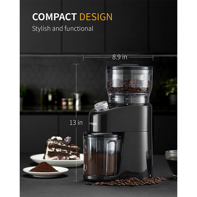 Blue LED Light Burr Conical Grinder 2 Sampai 12 Cangkir Kunci Pengaman Mesin Espresso Kantor