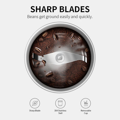 Hitam Kuat Motor Penggiling Kopi Kustom Pisau Stainless Steel Kacang Kacang Rempah-rempah