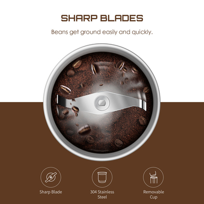 UL Plug Electric Coffee Grinder Mesin Penggiling Kopi Stainless Steel Hitam Bubuk Kasar