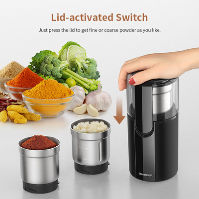 Medium Powder Coffee Mill Grinder Garlic Removable 2 Cangkir 200W Mesin Kopi Rumah