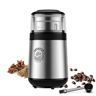 Medium Powder Removable Coffee Grinder EU Plug Tutup Transparan Mesin Kopi Perak SS304