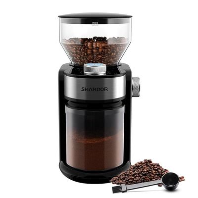 Portable Electric Adjustable Burr Coffee Grinder Perak 240g Pembuat Kopi Profesional
