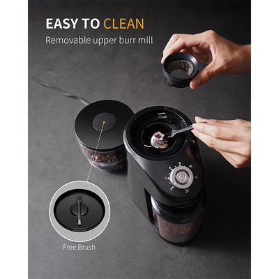 100W Penggiling Kopi Hitam Otomatis Portabel 240g Conical Burr 2-12 Cangkir 14 Dapat Disesuaikan