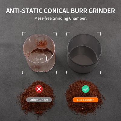 Ultra Fine Profesional Conical Burr Coffee Grinder Kasar 35 Pengaturan Lampu LED