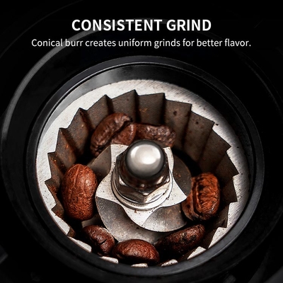 Ultra Fine Profesional Conical Burr Coffee Grinder Kasar 35 Pengaturan Lampu LED