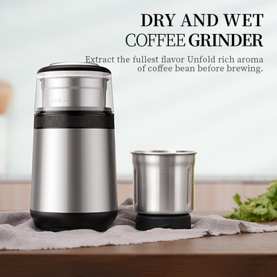 Pembuat Kopi 2 Cangkir yang Dapat Dilepas 200W Multi Fungsi Penggiling Kacang Listrik yang Dapat Disesuaikan