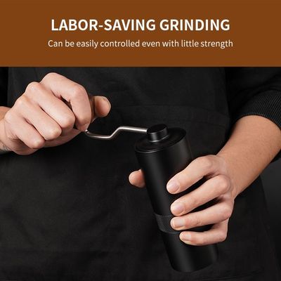 Hitam 12 Pengaturan Penggiling Kopi Kompak Bantalan Ganda Engkol Tangan Penggiling Burr Kerucut
