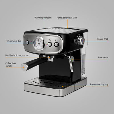 1.25L Removable Battery Powered Coffee Machine Pressure Gauge Milk Frother Steamer Machine