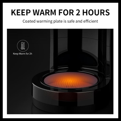 Tuangkan Otomatis Di Atas Pembuat Kopi Tetes Stainless Steel 1.8L 12 Cangkir Hitam