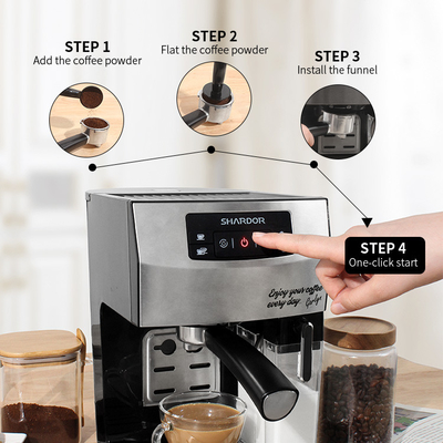OEM ODM Mesin Kopi Multifungsi Satu Sentuhan 1450W Mesin Kopi Espresso Cappuccino