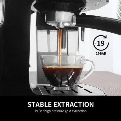 Mesin Kopi Hitam Dengan Milk Fother Multi Fungsi 500W Mesin Espresso Rumah Tangga