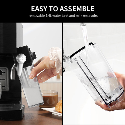 Mesin Kopi Hitam Dengan Milk Fother Multi Fungsi 500W Mesin Espresso Rumah Tangga