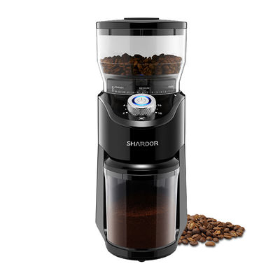 220 Volt Shardor Conical Burr Coffee Grinder 150W Stainless Steel dengan Lampu LED