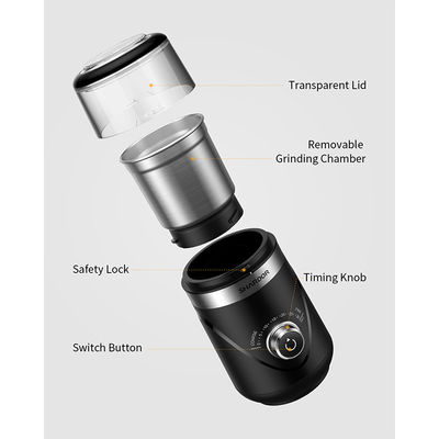 150W Rechargeable Coffee Grinder ABS Timing Knob Removable Bowl Compact Espresso Machine